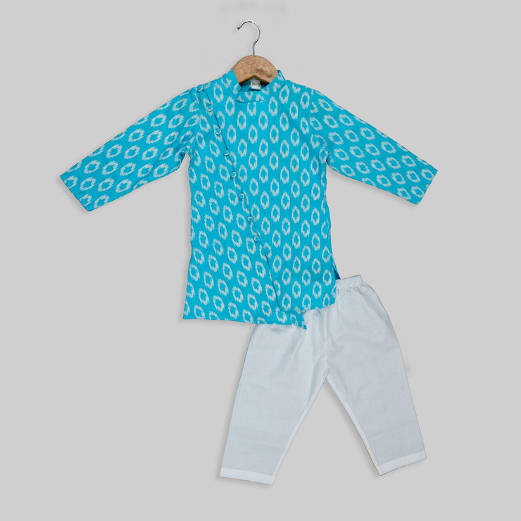 Blue Cotton Kurta Pajama Set for Boys