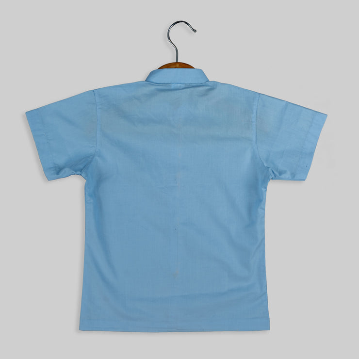 Blue Anchor Embroidered Shirt for Boys