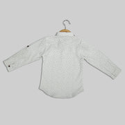 White Printed Cotton Shirt For Boys