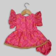 Pink Jaamna Set For Girls