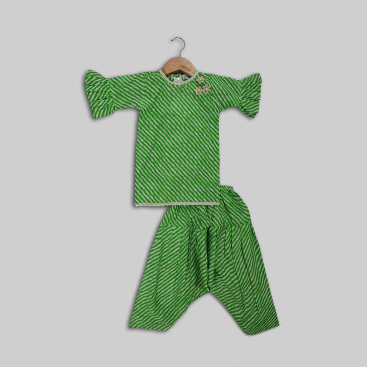 Green Cotton Kurti And Salwar For Girls