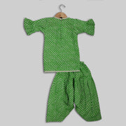 Green Cotton Kurti And Salwar For Girls