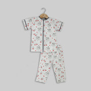 White Cotton Movie Theme Printed Sleepwear For Girls