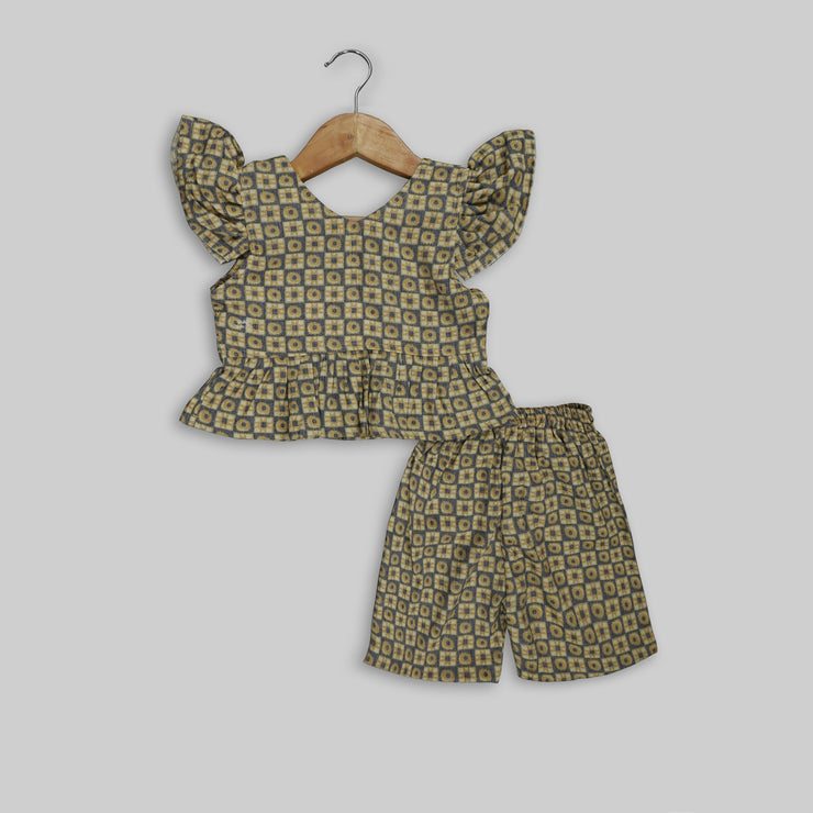 Beige Co-ord Set For Girls