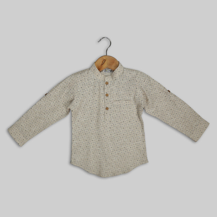 Beige Cotton Shirt For Boys