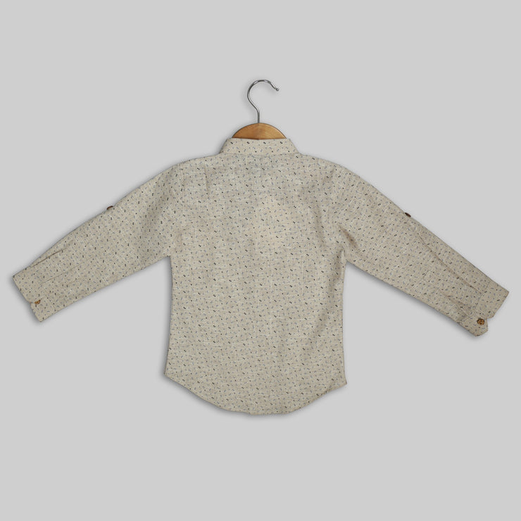 Beige Cotton Shirt For Boys