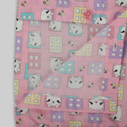 Pink Cotton Teddy Print Sleepwear For Girls