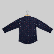 Blue Cotton Printed Shirt For Boys