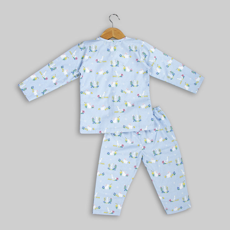 Blue Cotton Rabbit Print Sleepwear for boys