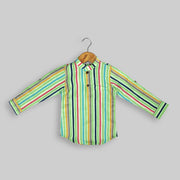Green Cotton Kurta Shirt For Boys