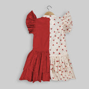 Pre Order: Peach Cherry Print Cotton Frock For Girls