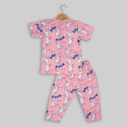 Pink Popcorn Printed Cotton Sleepwear For Girls