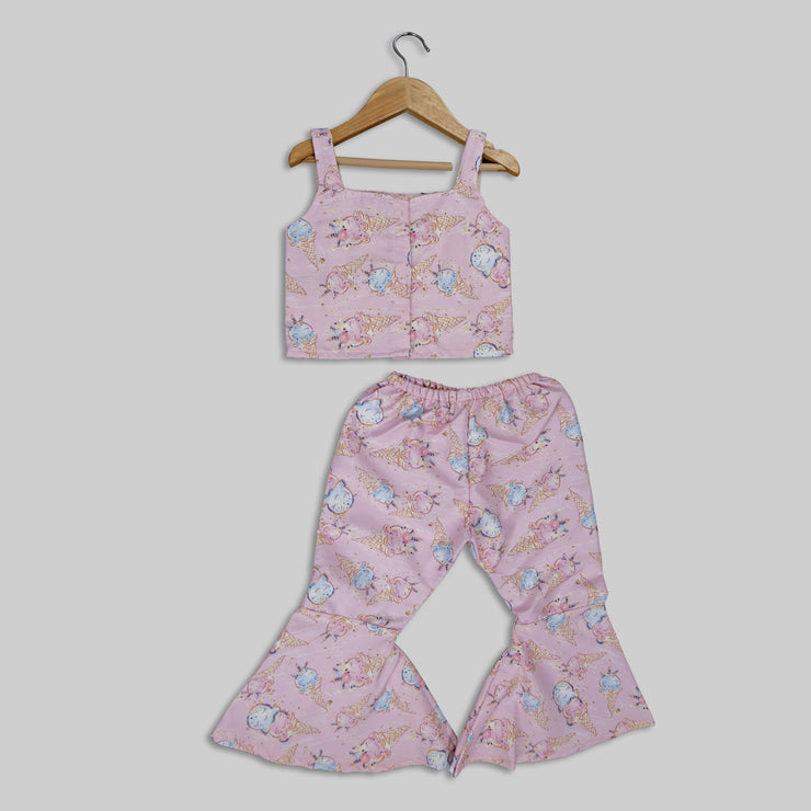 Pre Order: Blue Ice-cream Printed Co-ord Set For Girl