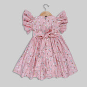 Pre Order: Pink Cotton Wish Bottle Printed Frock For Girls