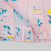 Pink Cotton Floral Print Sleepwear For Girls