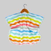 Multicolour Rainbow Stripes Kaftan Top for Girls