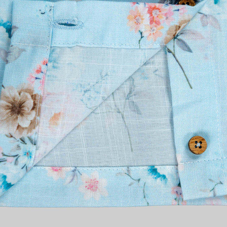 Blue Floral Printed Jacket And White Skater Frock For Girls
