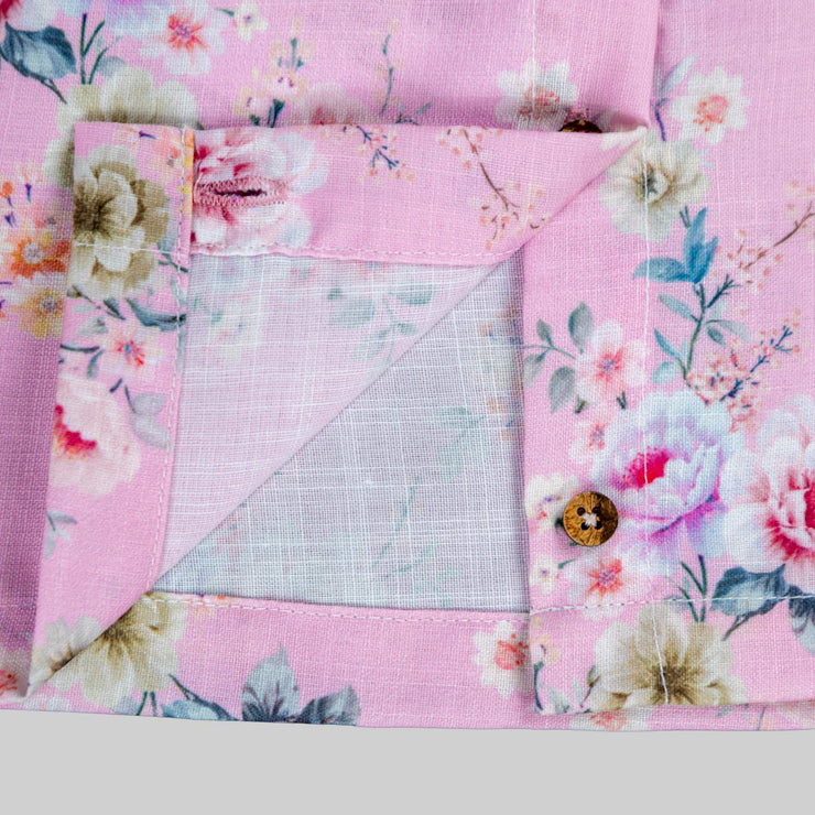 Pink Floral Printed Jacket And White Skater Frock For Girls