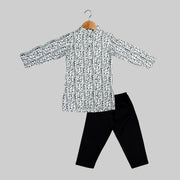 Monochrome Bloom Boys' Kurta Pajama Set