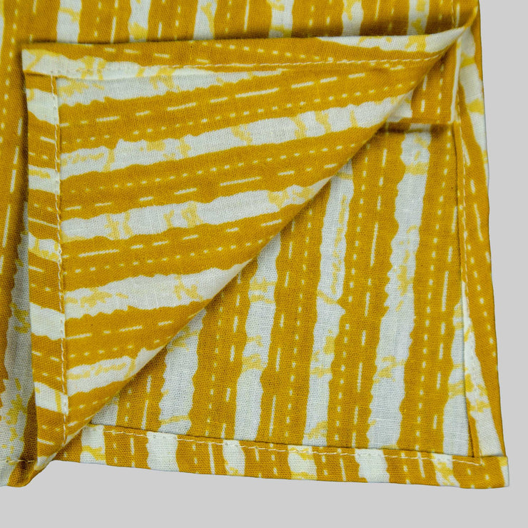 Mustard Striped Kurta Pyjama Set for Boys