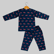 Navy Blue Christmas Car Print Sleepwear Set for Boys