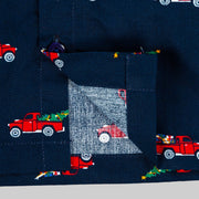 Navy Blue Christmas Car Print Sleepwear Set for Boys
