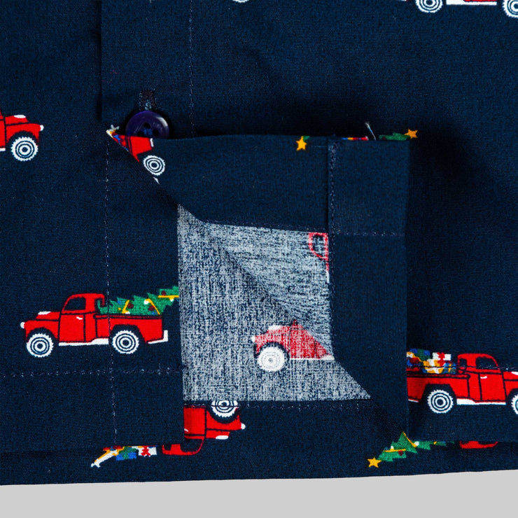 Navy Blue Christmas Car Print Sleepwear Set for Boys