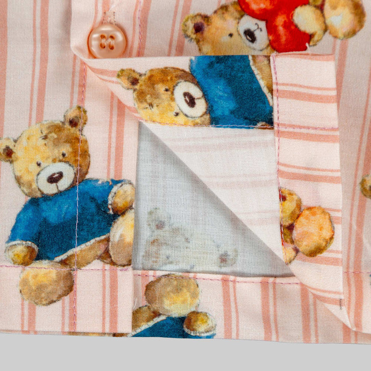 Pink Teddy Bear Print Nightwear Set for Kids