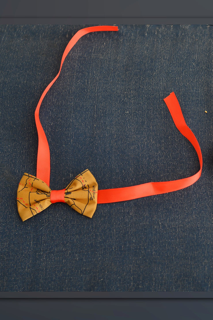 Brown Map Print Bow Tie