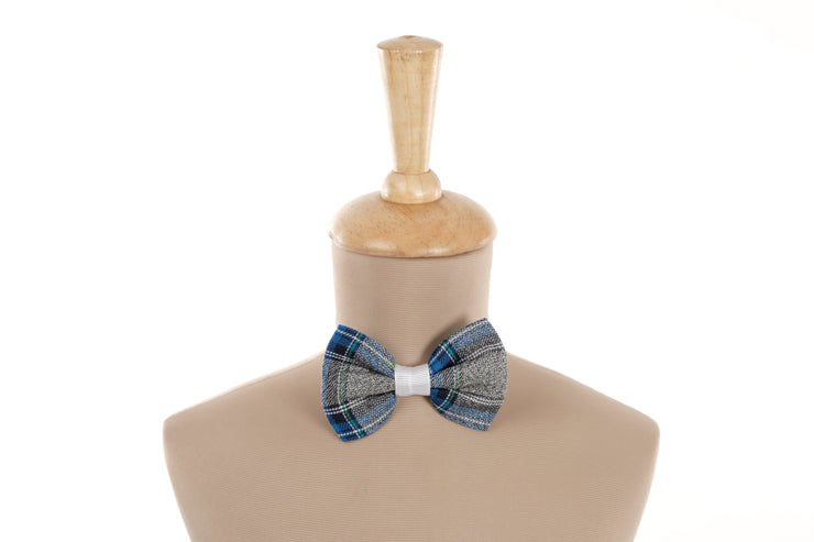 Grey and Blue Cotton Bow Tie