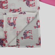 White and Pink Cotton Dhoti Kurta Set For Boys with Camel Print