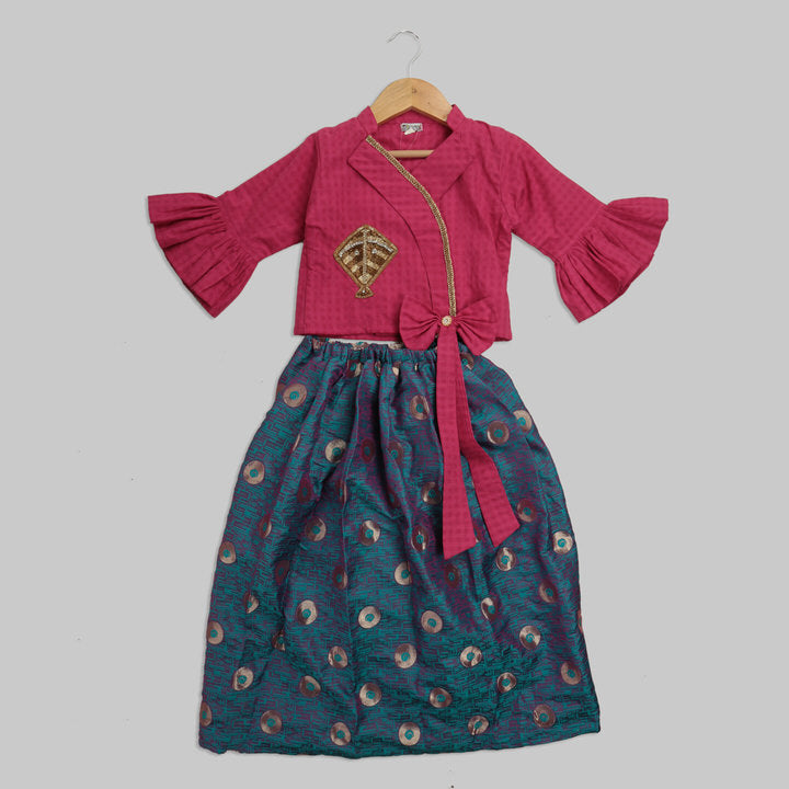 Pink Cotton Blouse and Blue Ghaghra