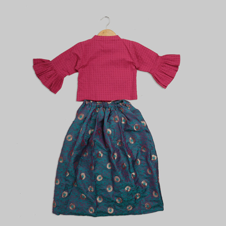 Pink Cotton Blouse and Blue Ghaghra