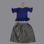 Fancy Blue Blouse and Jacquard Ghaghra Set