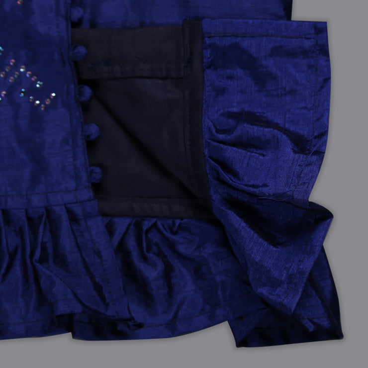 Fancy Blue Blouse and Jacquard Ghaghra Set
