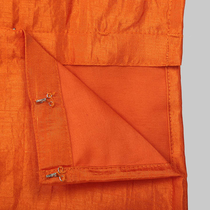 Orange Blouse with Swarovski Work and Beige Jacquard Ghaghra