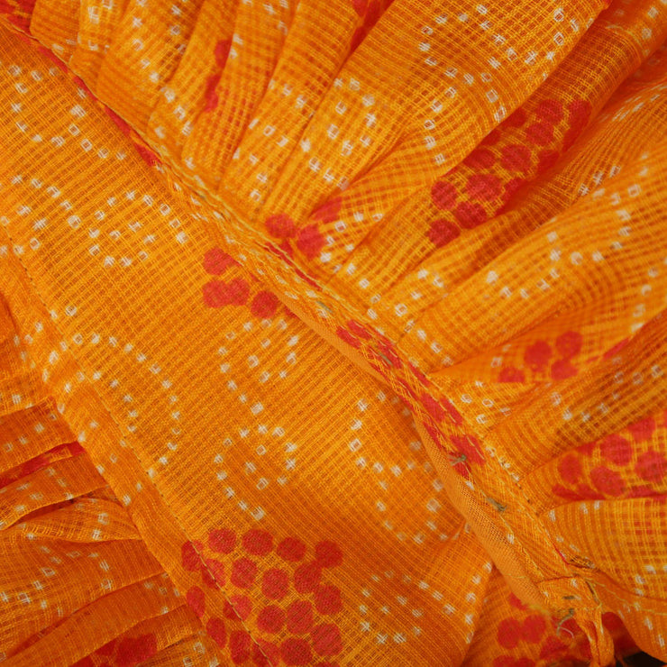 Saffron Cotton Aangrakha Skater Frock (Jaamna)