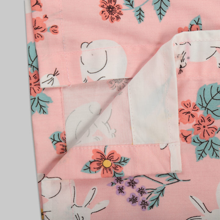 Pink and White Cotton Pyjama Set with Rabbit Print