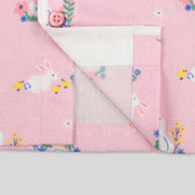 Pink and White Cotton Pyjama Set with Rabbit Print