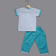 The Perfect Sailor – Teal Colour Printed Night-Suit Set