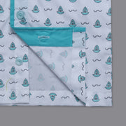 The Perfect Sailor – Teal Colour Printed Night-Suit Set