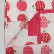 White and Red Cotton Pyjama Set with Apple Print