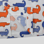 Cotton Pyjama Set For Kids With White, Blue And Orange Alligator Print