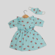 Blue Cotton Skater Frock For Girls