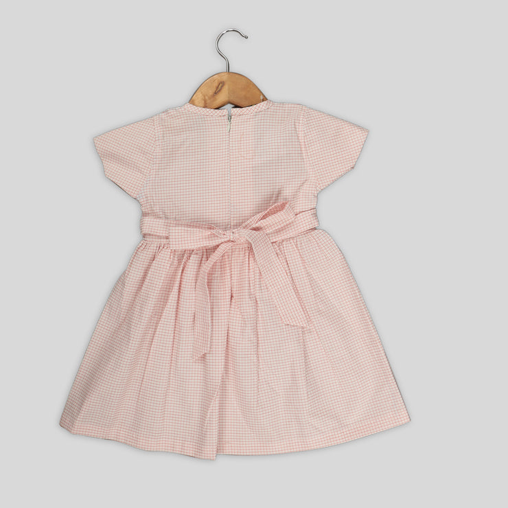 Orange and White Checkered Frock with a Bow