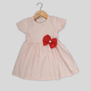 Orange and White Checkered Frock with a Bow