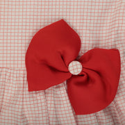 Orange and White Checkered Frock with a Bow