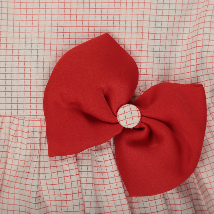 Orange and White Checkered Frock with a Bow