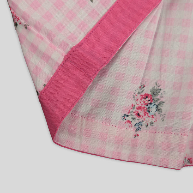 Pink Cotton Frock for girls With Mask