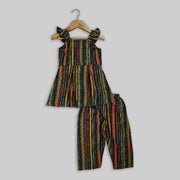 Multicoloured Rayon Co-ord Set For Girls